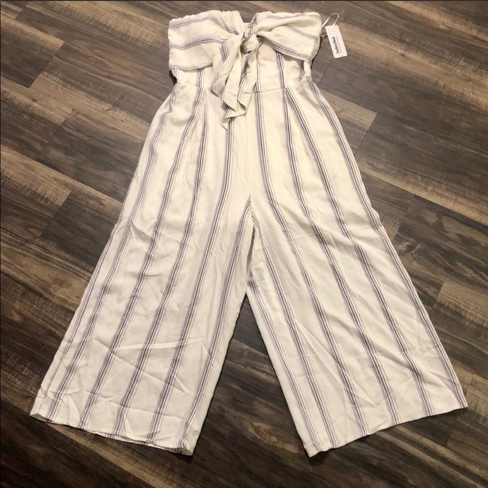 Striped strapless jumpsuit